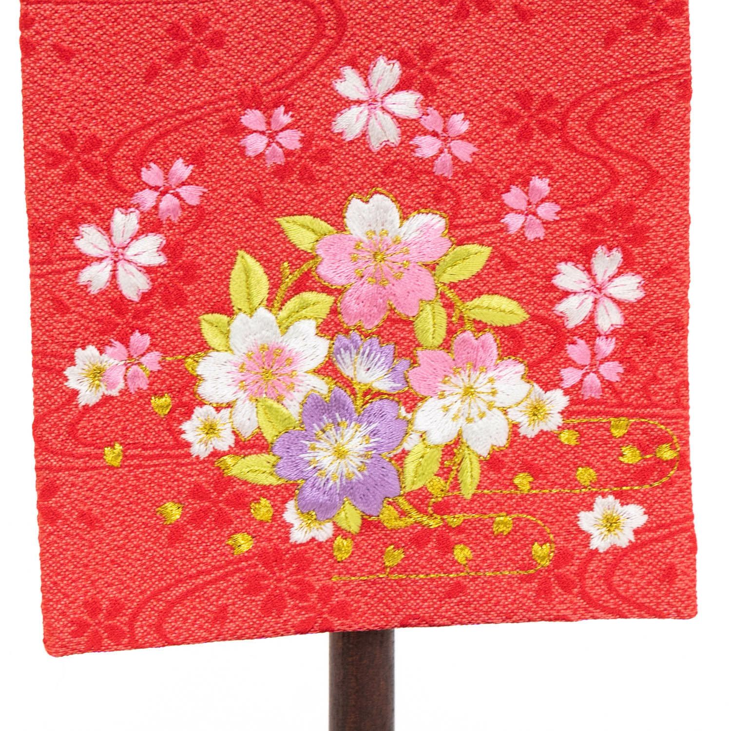 【雛人形】名前旗 金糸刺繍 桜リース 朱(小) モダン かわいい 人気 おしゃれ