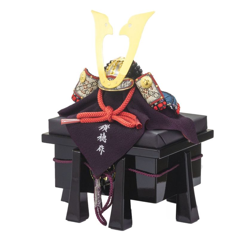 【五月人形】正絹紺裾濃縅 和紙小札1/4兜床飾り 小柴鑚穂作 モダン かわいい 人気 おしゃれ