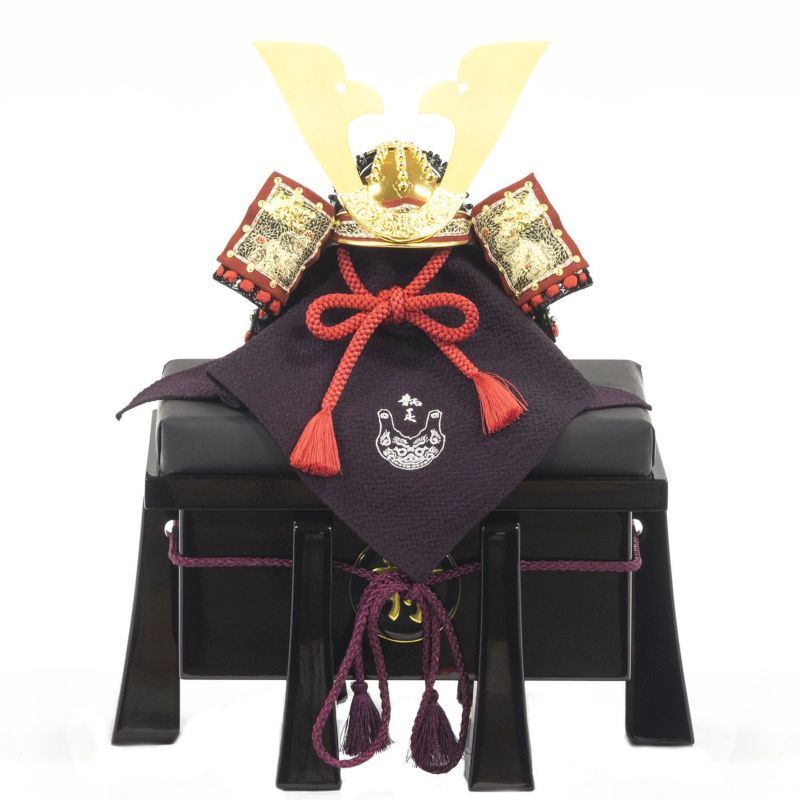 【五月人形】正絹紫裾濃縅 和紙小札1/4兜床飾り 加藤鞆美作 モダン かわいい 人気 おしゃれ