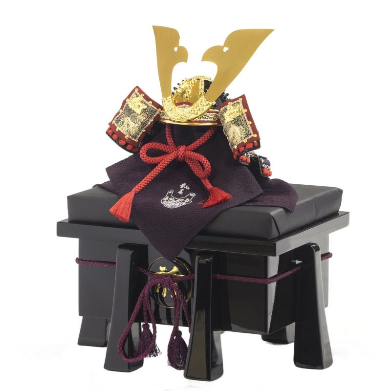 【五月人形】正絹紫裾濃縅 和紙小札1/4兜床飾り 加藤鞆美作 モダン かわいい 人気 おしゃれ