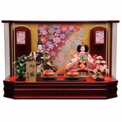 吉徳 雛人形 親王飾り ケース入り 六角 ワインベリー