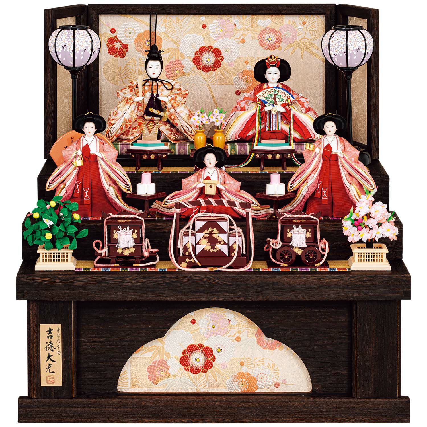 雛人形】小三五親王小芥子官女五人収納箱飾り 花ひいな | 雛人形