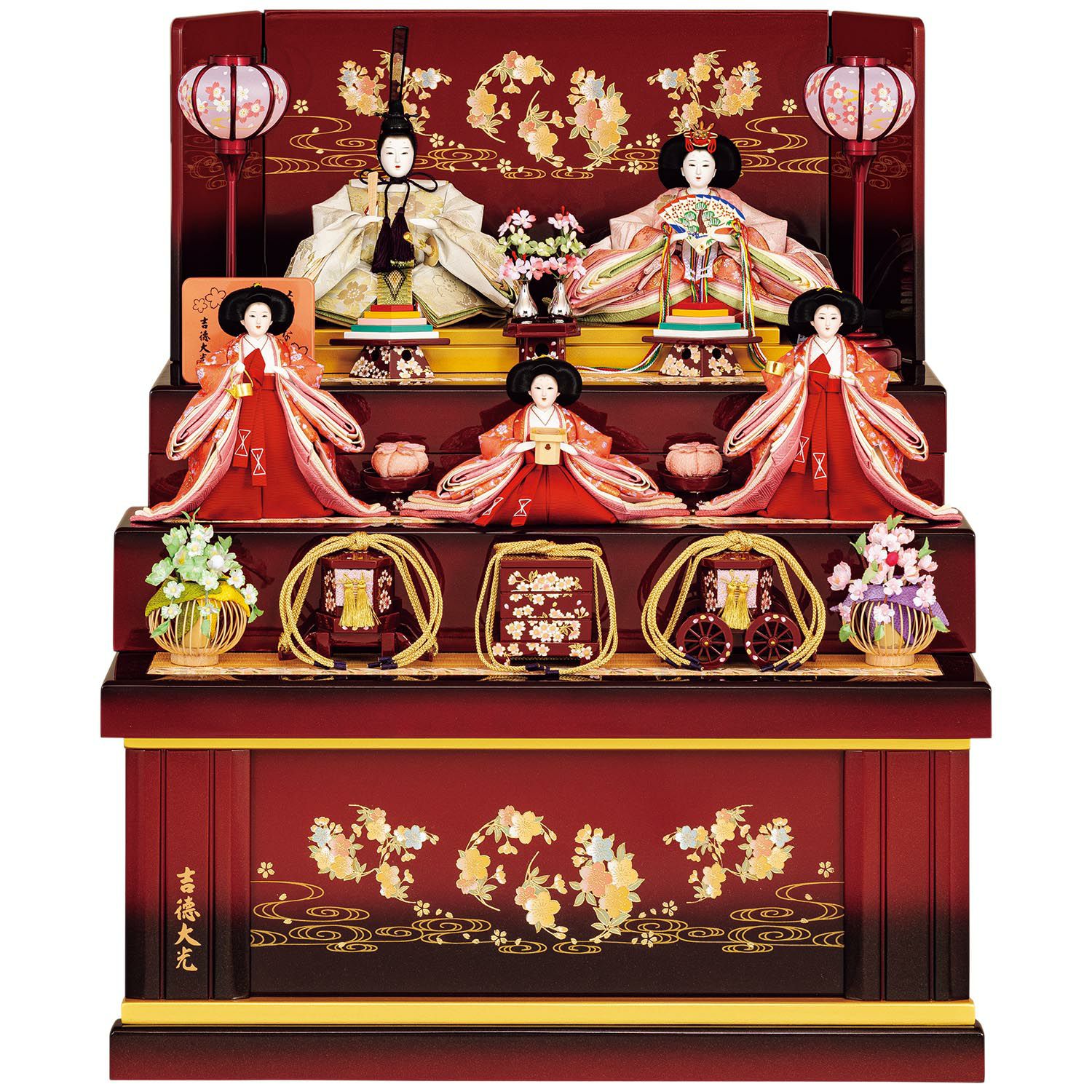 雛人形】小三五親王小芥子官女五人収納箱飾り 花ひいな 春彩 | 雛人形