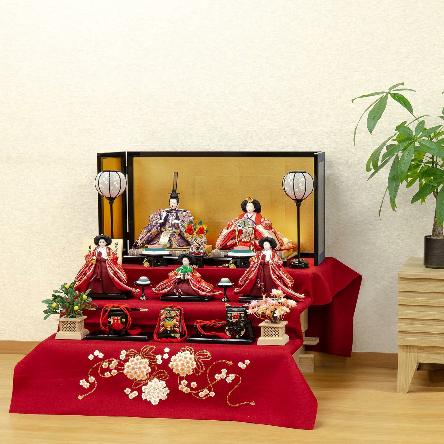 ⭐︎ひな人形 三段飾り⭐︎ ひなせい 雛人形 ひな人形《瑞希》木製 コンパクト ナチュラル 三